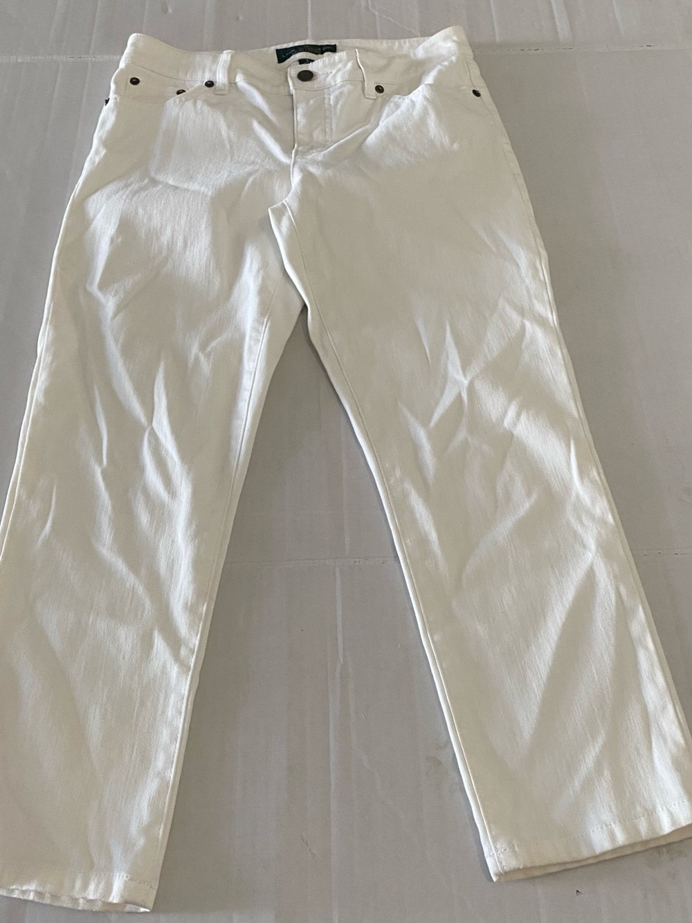 Lauren Jeans Co Ralph Lauren White Straight-Leg Pants Size 4